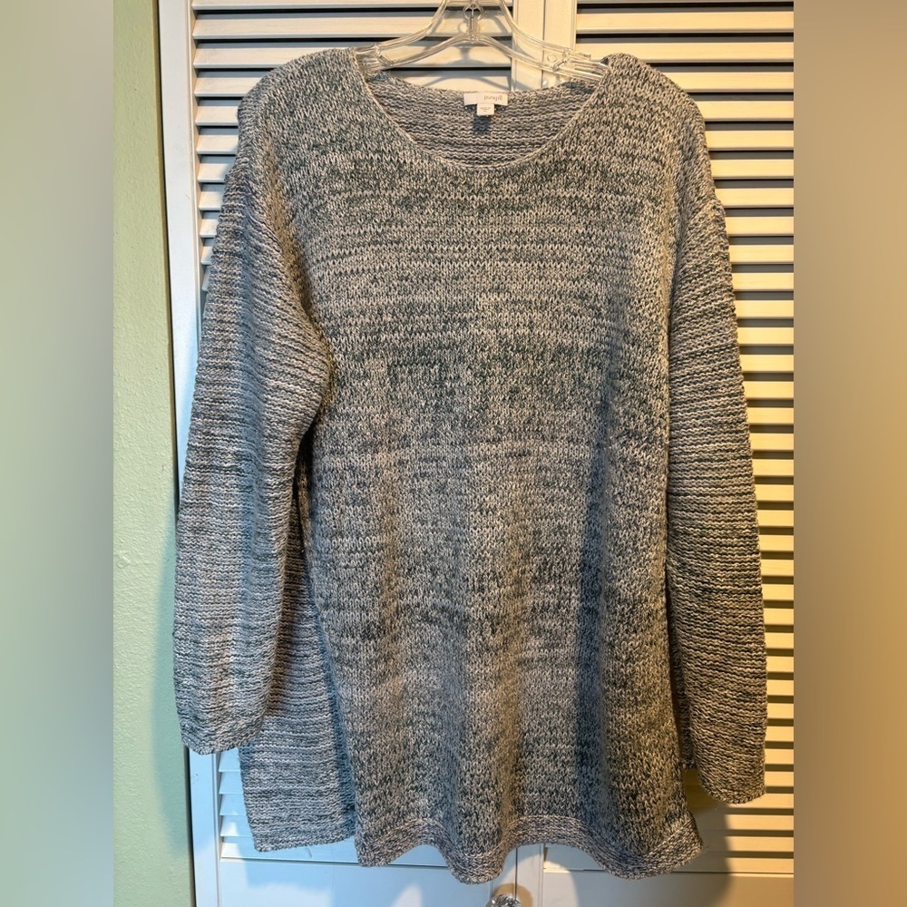 J Jill pureJill Women’s Knit Tunic Crew Neck Sweater Asymmetrical Hem Gray XL - Picture 3 of 8